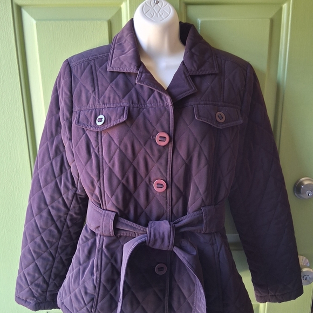 Esprit Quilted Plum Belted Jacket
